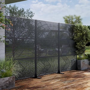 72 in. Cedric Metal Outdoor Garden Fence Privacy Screen Garden Screen Panels in Black