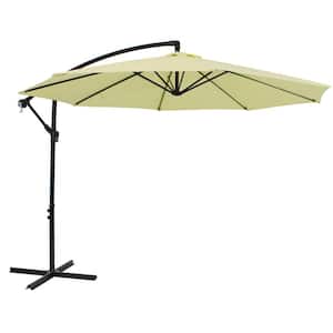 9.5 ft. Steel Cantilever Offset Outdoor Patio Umbrella with Crank in Pale Buttercup