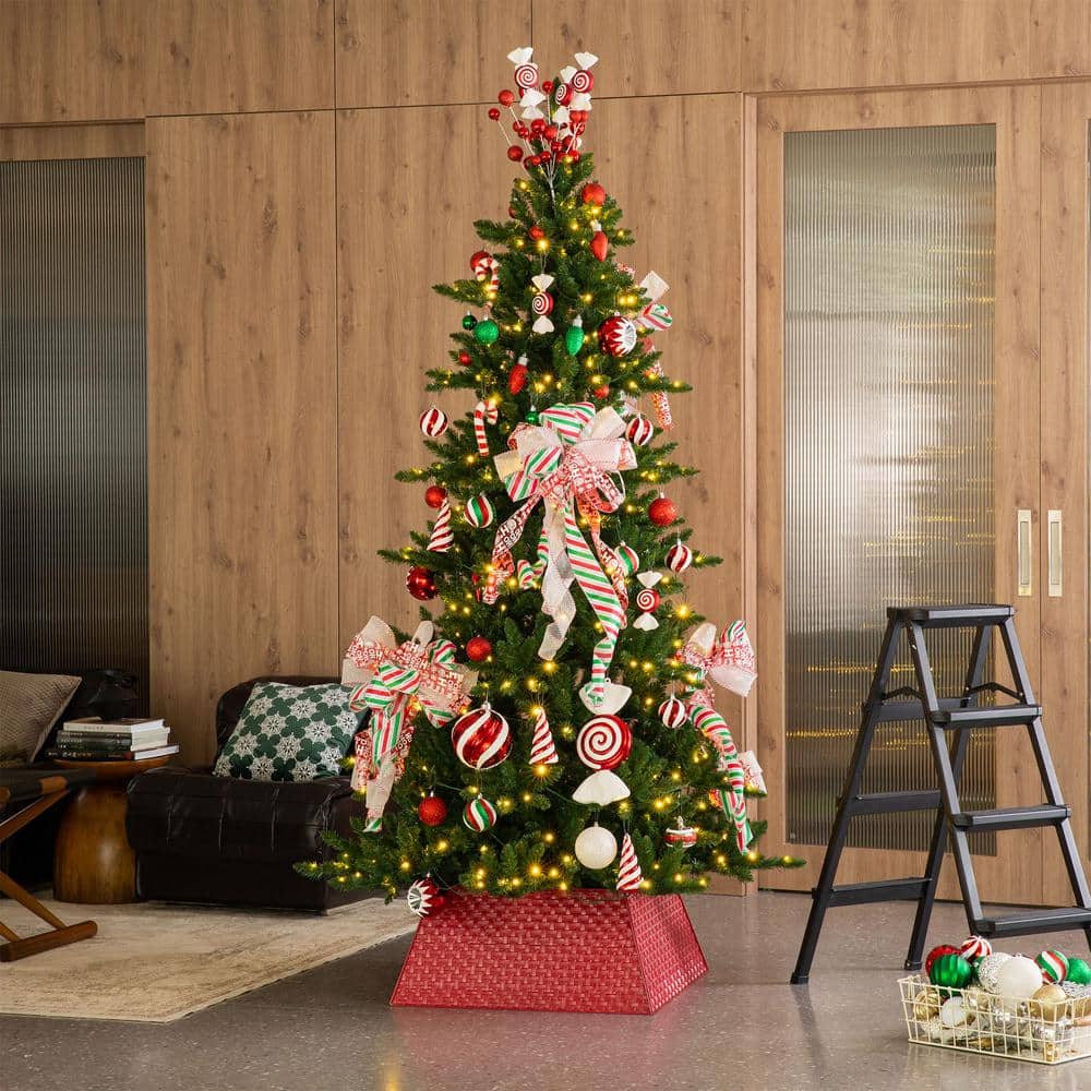 Red Metal Weave Trapezoid Christmas Tree Collar Set