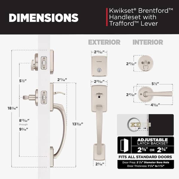 Kwikset Brentford Satin Nickel Keyed Door Handleset with Deadbolt