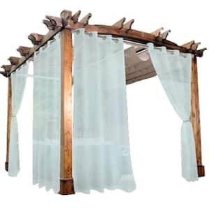 White Sheer Curtains 2 Panels Grommet Voile Waterproof Sheer Curtain for Indoor/Outdoor, Porch, Pergola, Cabana