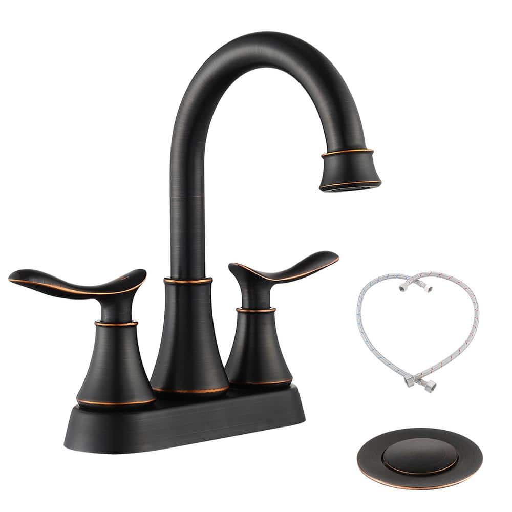 4 in. Centerset 2-Handle Bathroom Faucet with Spot Defense and Drain Assemb