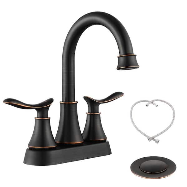 Unbranded 4 in. Centerset 2-Handle Bathroom Faucet with Spot Defense and Drain Assembly in Oil Rubbed Bronze
