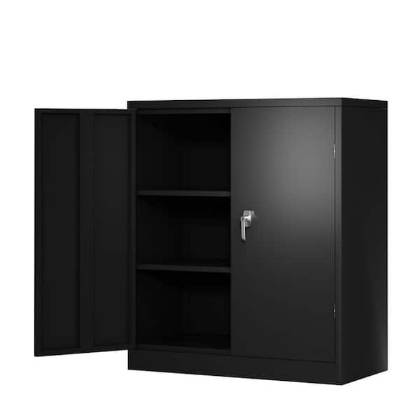 Black Locking Metal Storage Cabinet with 4-Adjustable Shelves SN822C-207 -  The Home Depot