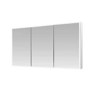 Edge Royale 60 in. W x 32 in. H Rectangular Silver Recessed/Surface Mount Medicine Cabinet with Mirror and LED Lighting