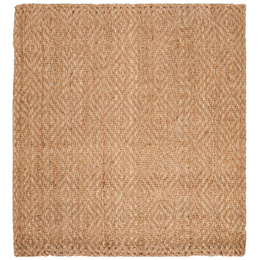 Handmade Beige Geometric Jute Square Area Rug