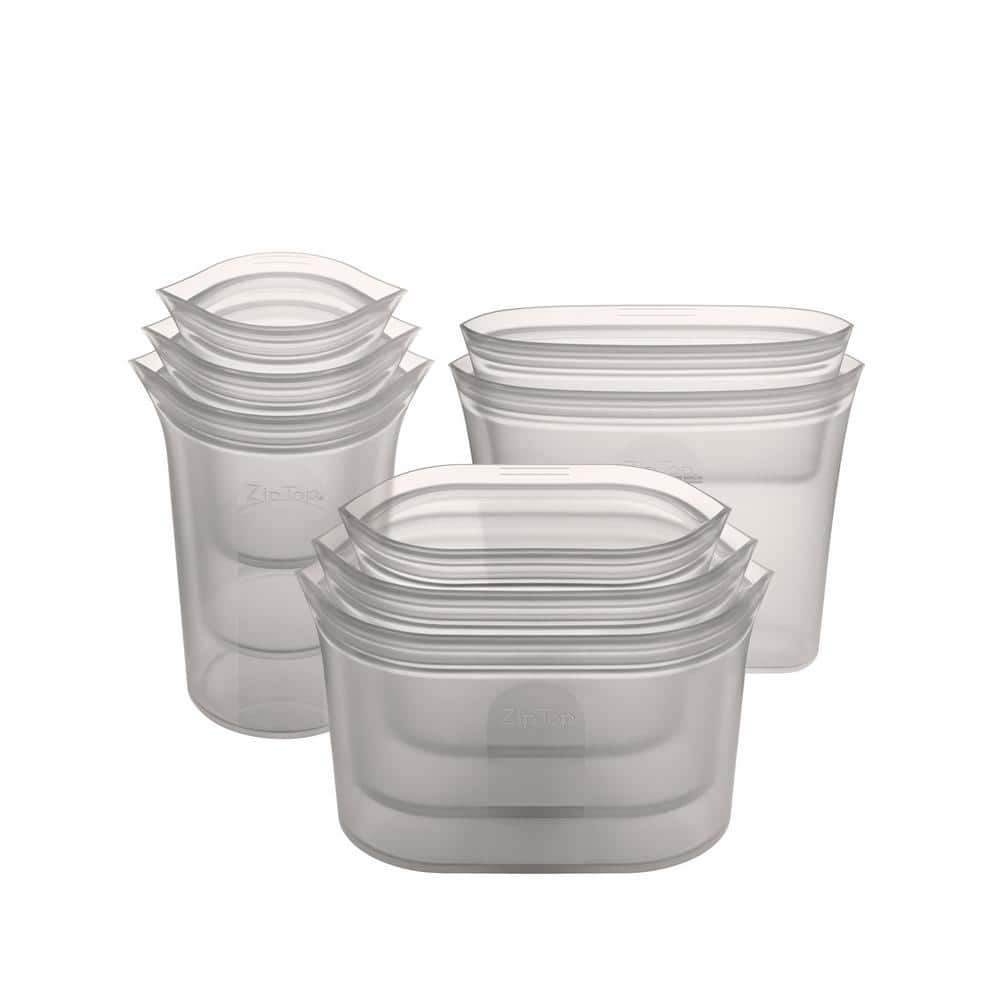 Zip Top Reusable Silicone 8-Piece Set - 3-Sizes of Cups, 3-Sizes of ...