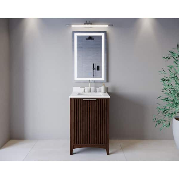 Palmilla 24 in. Single Freestanding Dark Walnut Bath Vanity with White Quartz Top