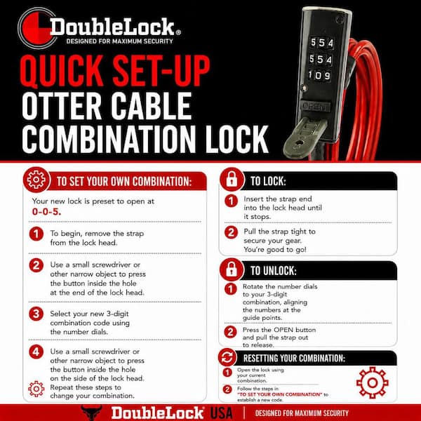 Cable De Seguridad DocksLocks Recto Con Combinación – Acero Inoxidable, Ideal Para Fijar Tablas De SUP O Surf Al Techo Del Auto