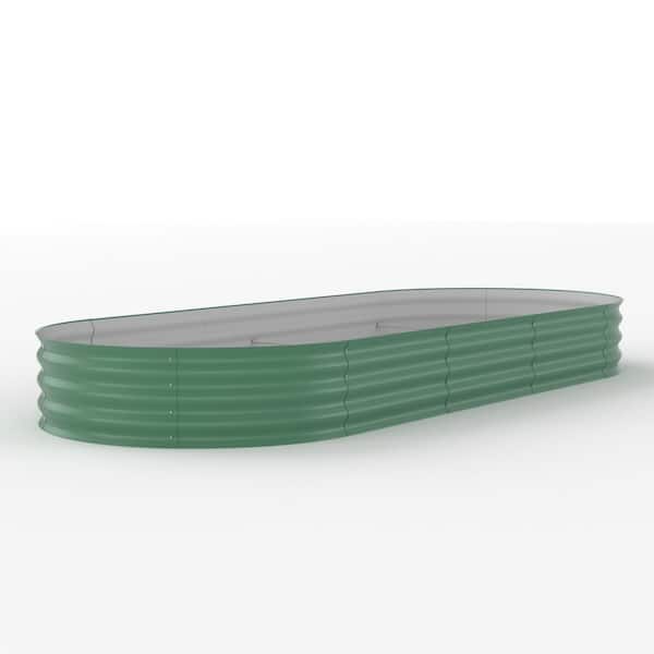 94.6 in. x 47.2 in. x 17.3 in. Outdoor Oval Galvanized Steel Raised Garden Bed in Green, Pack of 2