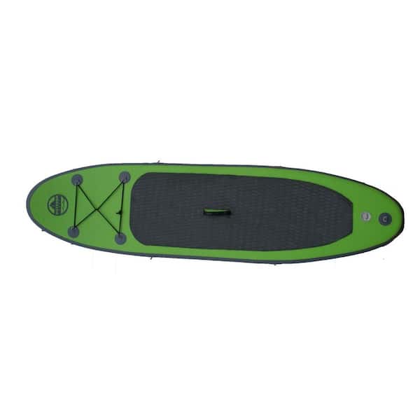 Outdoor Tuff 8 ft. Green PVC SUP Inflatable Backpack Paddle Board with Adjustable Paddle