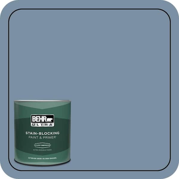 BEHR ULTRA 1 qt. #S510-4 Jean Jacket Blue Extra Durable Semi-Gloss Enamel Interior Paint & Primer