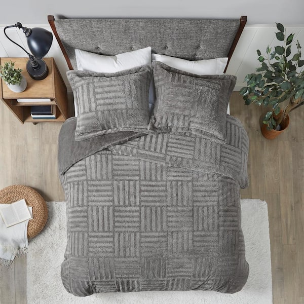 Madison Park Polar 3-Piece Grey King/Cal King Comforter Set BASI10