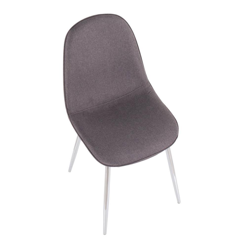 Set of 2 Charcoal Gray Velvet Upholstered Side Chairs with Metal Legs