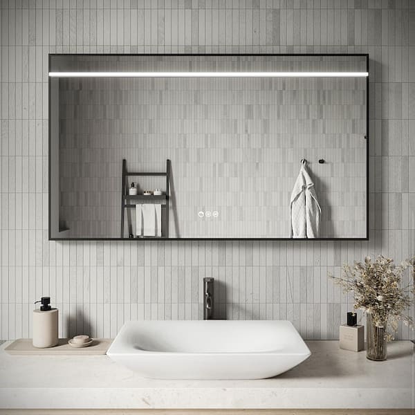 Streamline 48 in. W x 28 in. H Rectangular Framed LED Light Anti-Fog Dimmable Color Temperature Change Wall Bathroom Vanity Mirror