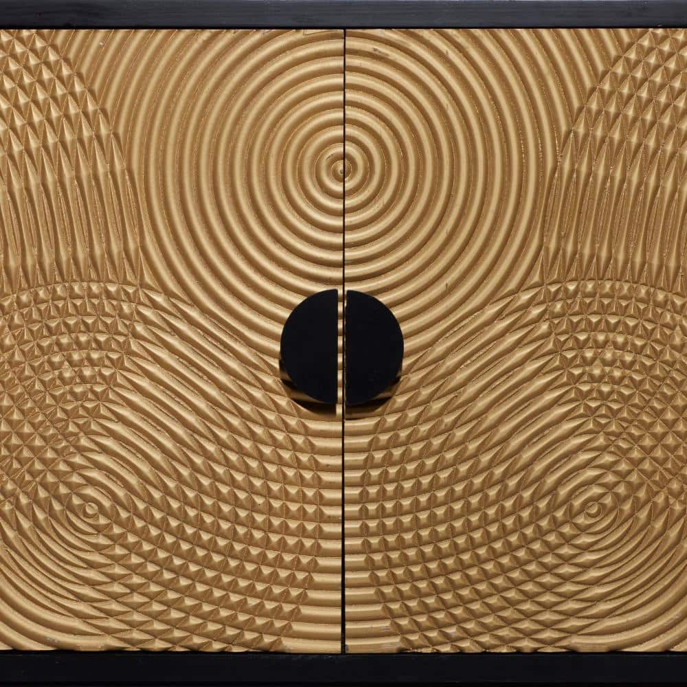Black and Bronze Ripple Design 2-Door Cabinet