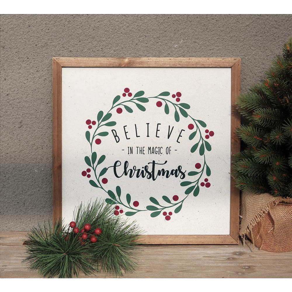 Rustic Brown Wood Believe in the Magic of Christmas Wall Sign