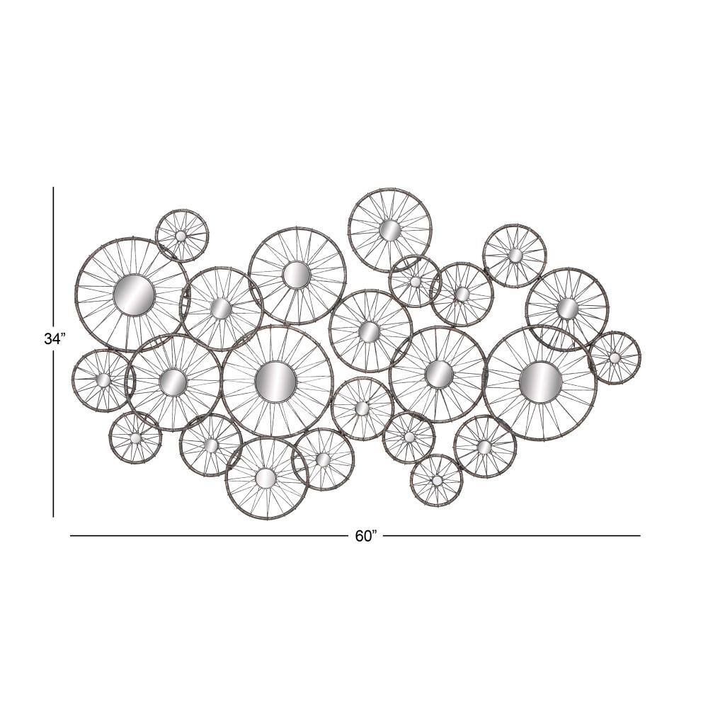 Silver Iron Circular Bicycle Wheel Mirror Sculpture