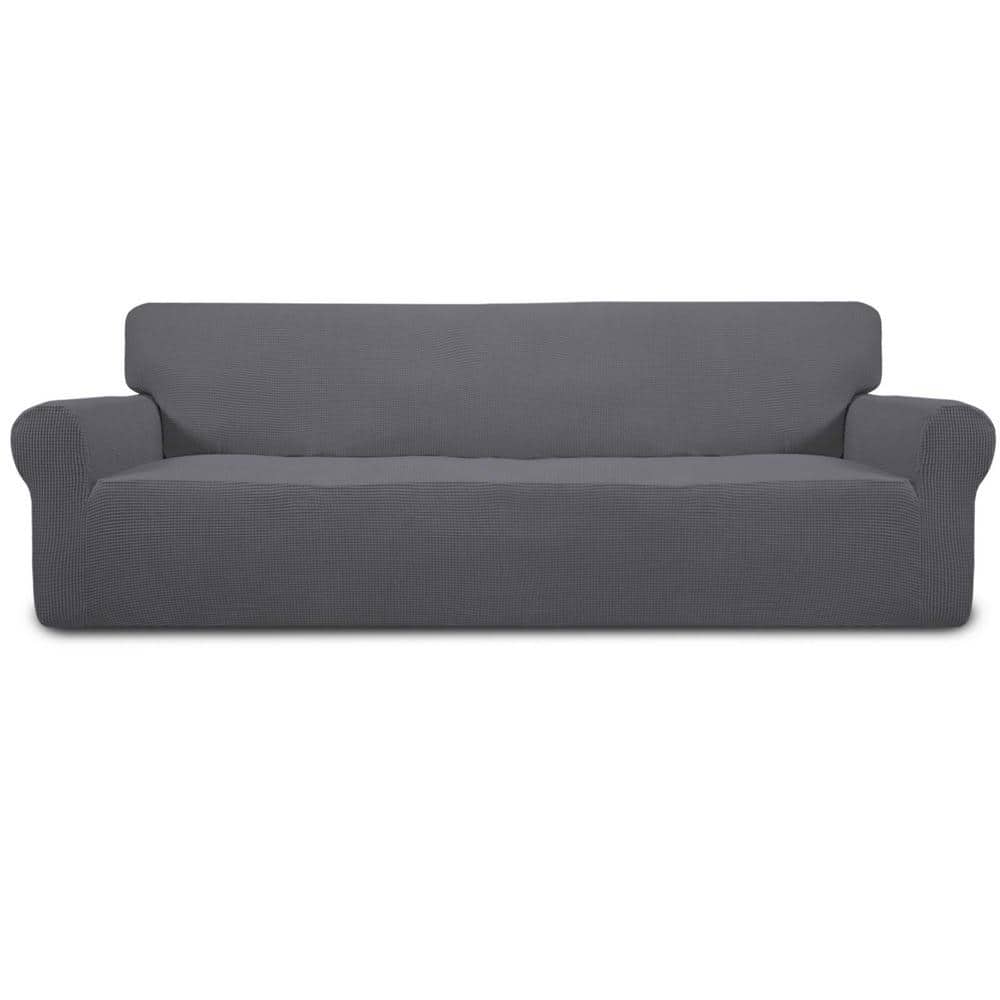 Dongpai Stretch Couch Cushion Cover Waterproof Extra Large Sofa Cushion Cover Sofa Seat Slipcover Furniture Protector for Living Room, 1 Piece, Gray