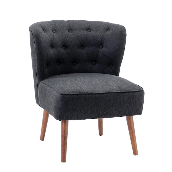 JAYDEN CREATION Storace Traditional Black Wingback Side Chair with Button Tufted