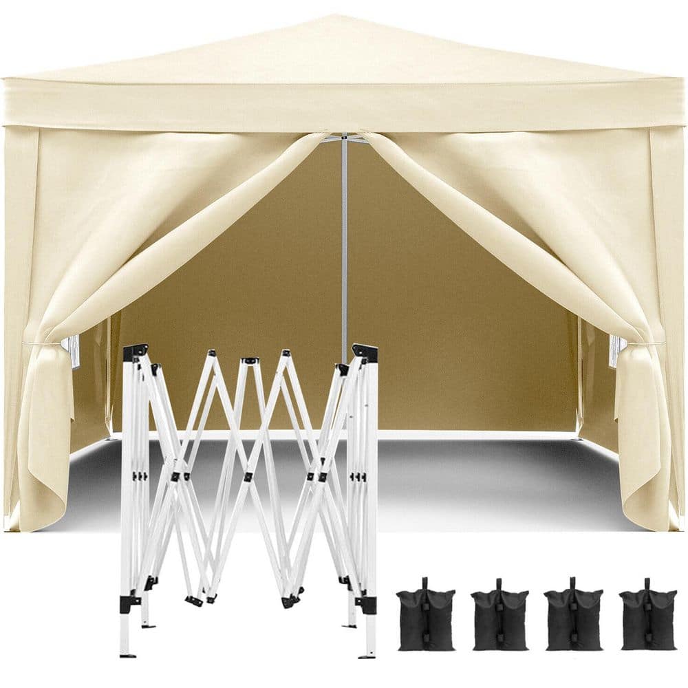 10 ft. x 10 ft. Beige Pop Up Folding Canopy Outdoor Event Shelter Portable Tents for Parties with 4 Removable Sidewalls price history on PriceWatchPro