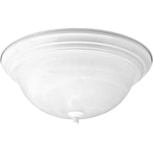 15-1/4 in. 3-Light White Transitional Flushmount with Alabaster Glass for Bedroom, Hallway and Pantry