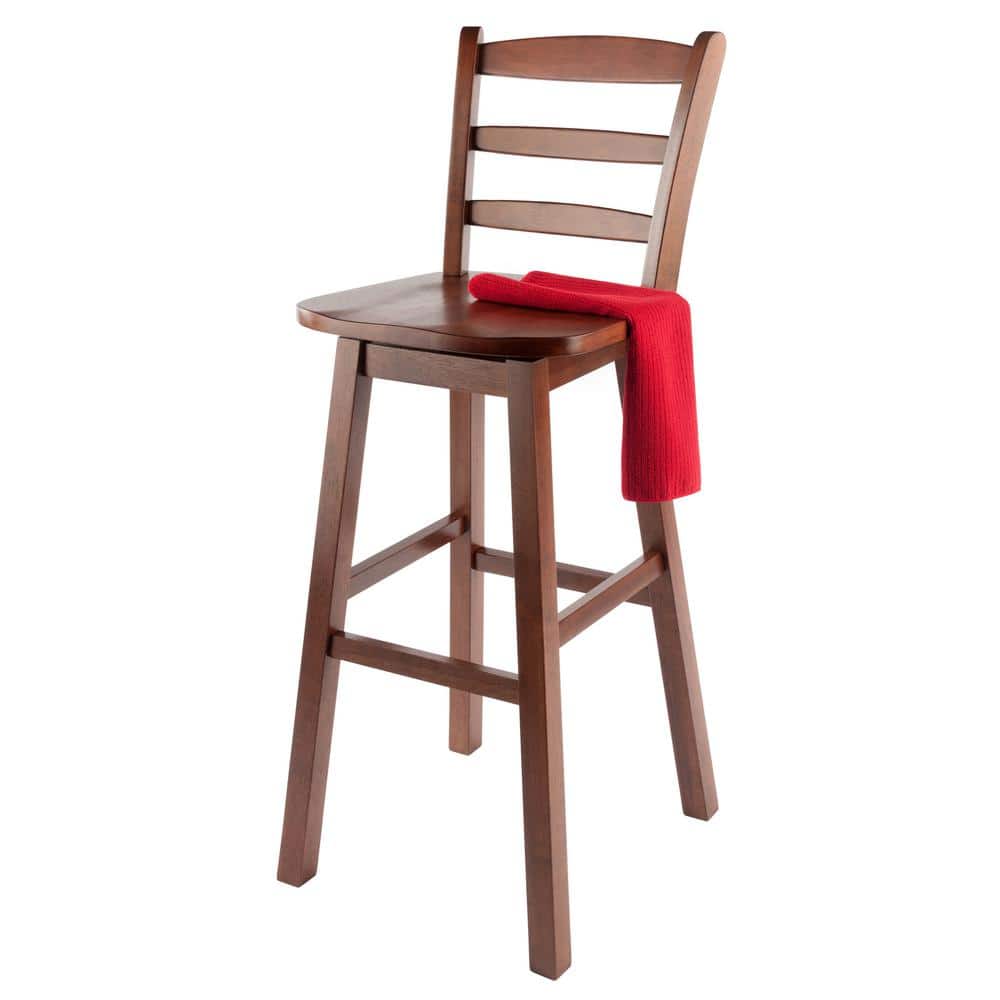 Winsome Scalera 16" Walnut Swivel Ladder Back Barstool