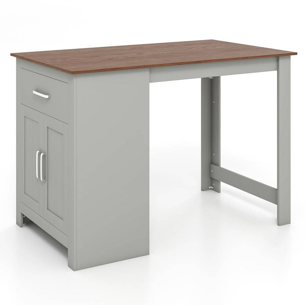 Costway Gray 35.5 in. Bar Table Counter Height Dining Table with Storage  Cabinet and Drawer JV10877LR - The Home Depot