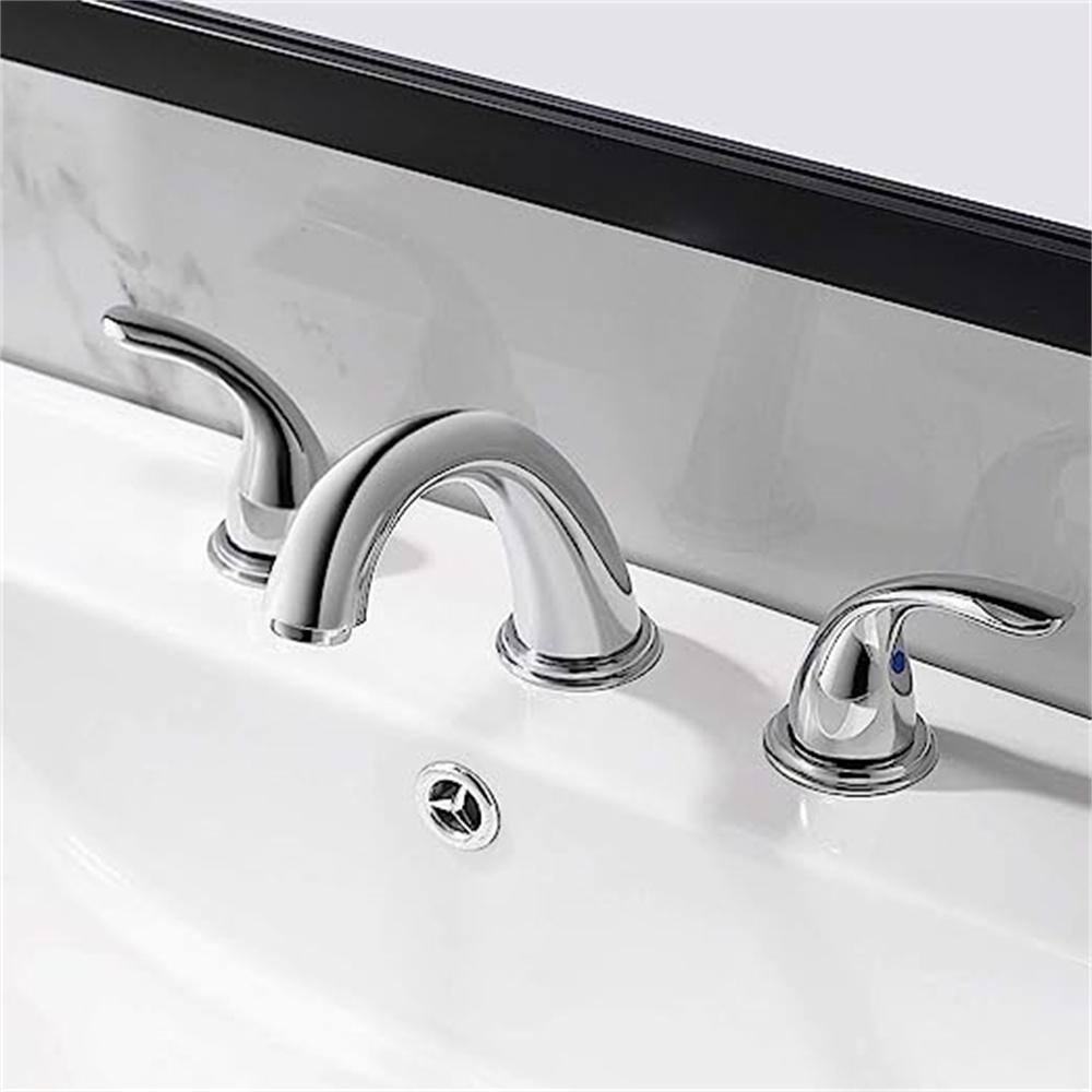 Chrome 8 Inch Widespread Bathroom Faucet with Copper Drain