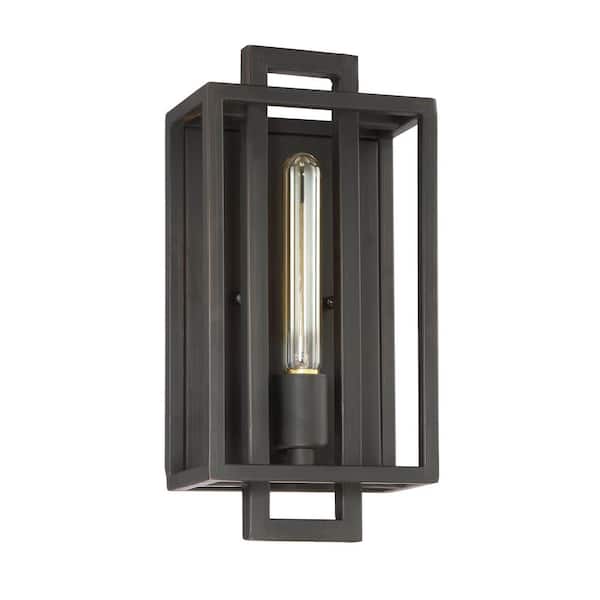 Cubic 14 in. 1 Light Aged Bronze Brushed Finish Wall Sconce