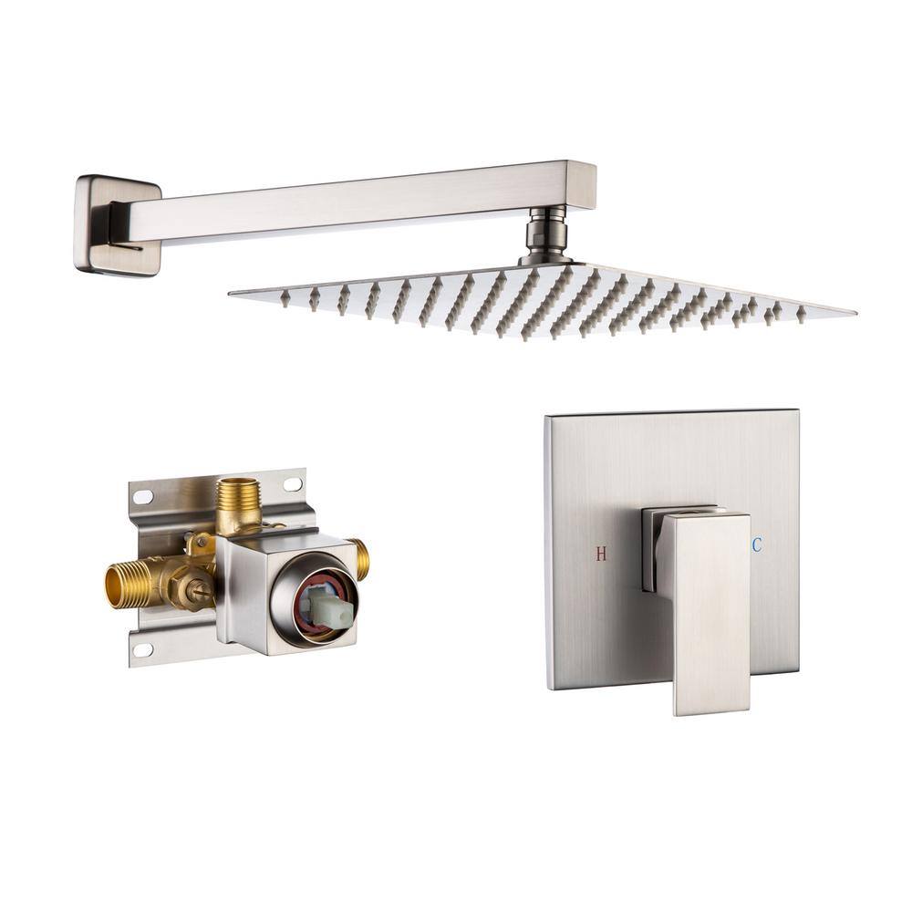 10 in. Shower Head Single-Handle 1-Spray Square High Pressure Shower Faucet in Brushed Nickel (Valve Included) price history on PriceWatchPro