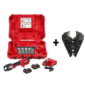 M18 18V Lithium-Ion Cordless FORCE LOGIC 600 MCM Crimper Kit with 750 MCM Cu/1000 MCM Al Cable Cutting Jaw