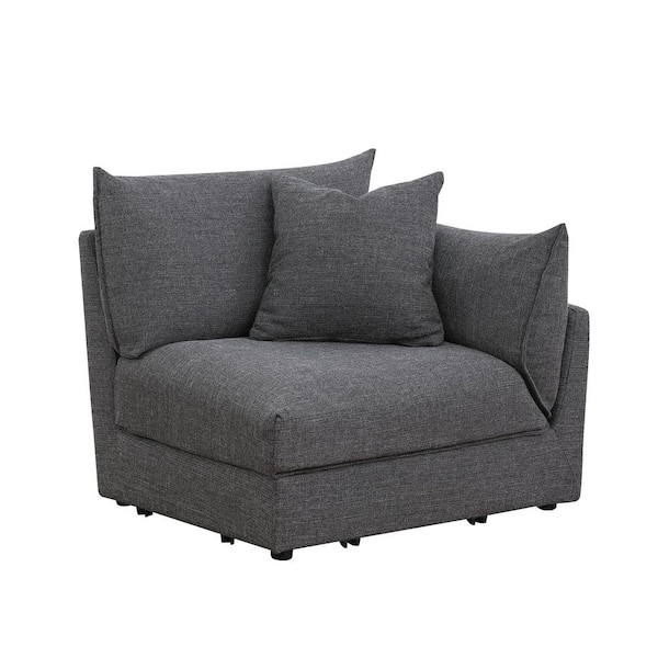 Best Master Furniture Claire 39 in. W Square Arm 1-Piece Linen Modular Sectional Sofa in. Dark Gray