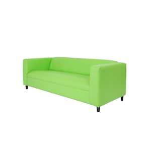 Amelia 84 in. Rolled Arm Faux Leather Rectangle Sofa in Green