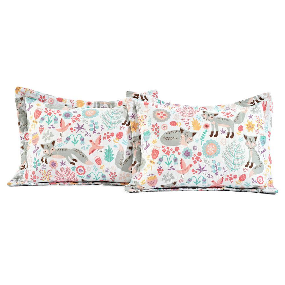 Gray and Pink Fox Print 6-Piece Toddler Daybed Set