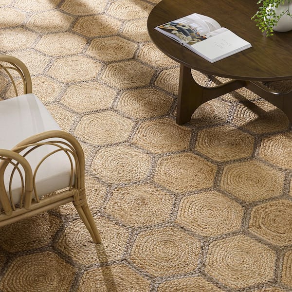 Natural Fiber 10 ft. x 14 ft. Natural/Gray Trellis Area Rug