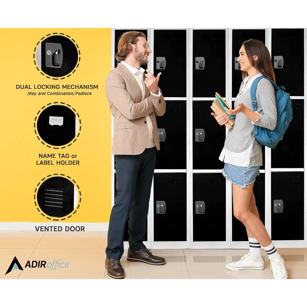 Black Freestanding Steel Office Locker with Adjustable Shelving