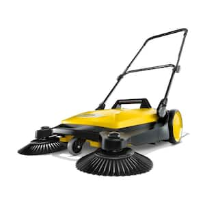 S 4 Twin Walk-Behind Outdoor Hand Push Sweeper - 5.25 Gal. Capacity