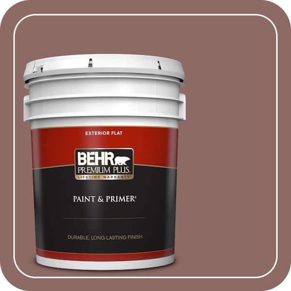 BEHR PREMIUM PLUS 5 gal. #700B-5 Red Stone Flat Exterior Paint & Primer