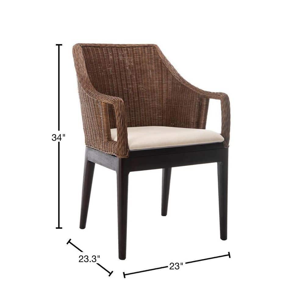 Coastal Spain Inspired White Cotton Cushioned Rattan Arm Chair