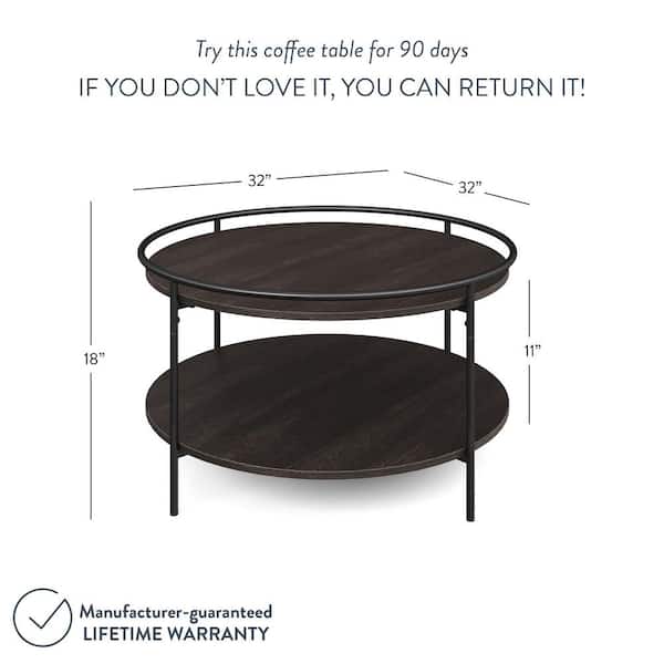 Nathan James Paloma 32 In Dark Oak Black Medium Round Wood Coffee Table With Tray 32001 The Home Depot Nathan James Paloma 32 In Dark Oak, 2 Tier Round Coffee Table Wood