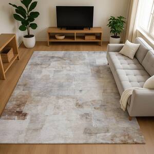 Mayfield Premium Machine Washable Abstract AMF1673 Linen 3 ft. x 5 ft. Area Rug