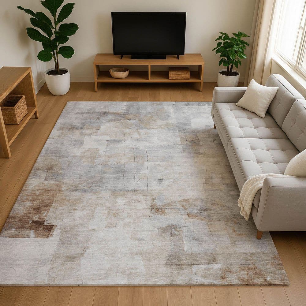 Mayfield Premium Machine Washable Abstract AMF1673 Linen 9 ft. x 12 ft. Area Rug price history on PriceWatchPro
