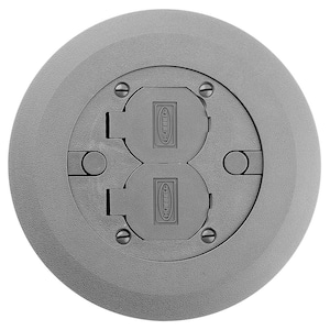 6-1/4 in. W PVC Gray 1-Gang Non-Metallic Round Floor Box Cover Kit with Two Lift Lids for Use with 5511 Floor Box, 1-Pk