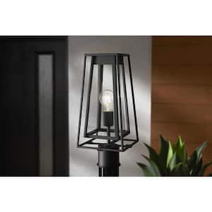 Bailey Modern 1-Light Black Outdoor Post Lantern Double Frame with Clear Glass