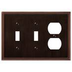 Rhodes 3 Gang 2-Toggle and 1-Duplex Metal Wall Plate - Aged Bronze