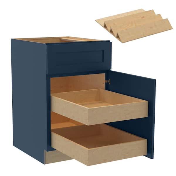 Home Decorators Collection Newport 21 in. W x 24 in. D x 34.5 in. H Assembled Plywood Base Kitchen Cabinet in Mythic Blue with 2ROT Spice RH