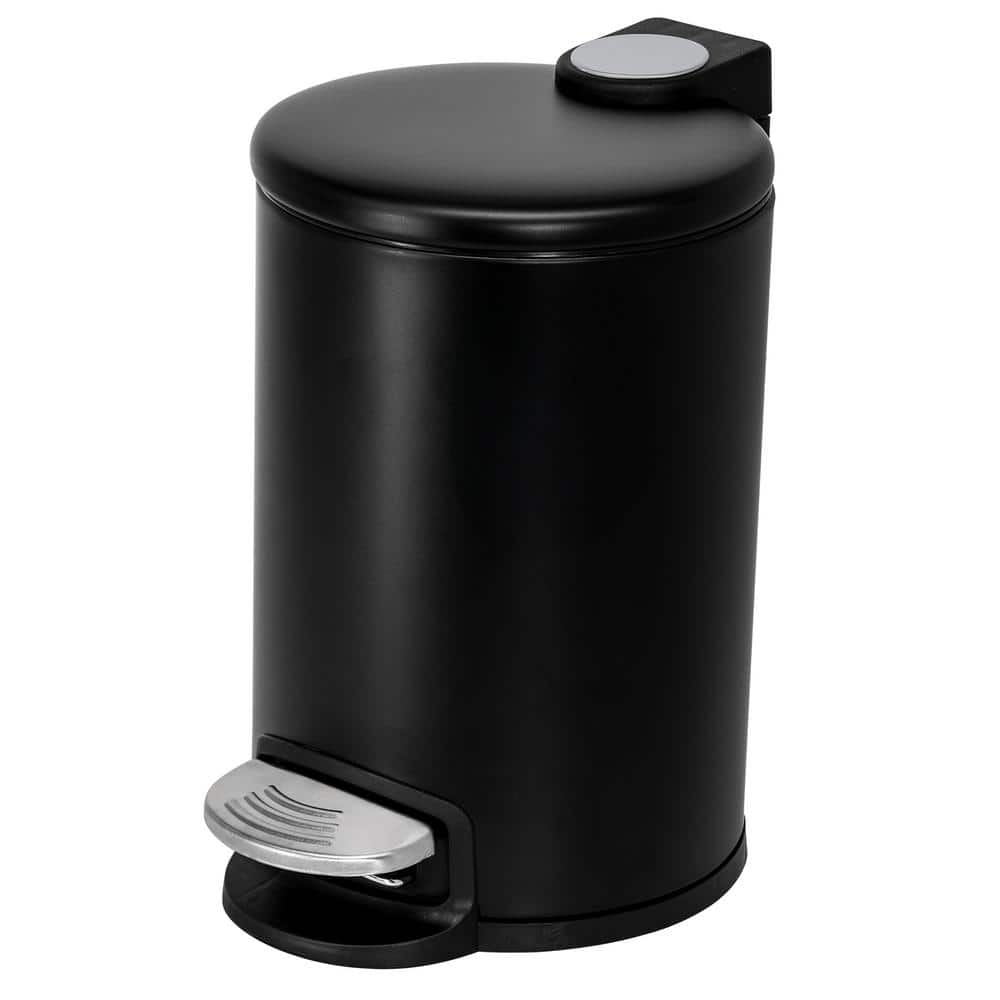 Matte Black Stainless Steel Round Pedal Trash Can