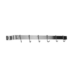 Handcrafted 36 in. Stainless Steel Easy Mount Wall Rack with 6-Hooks