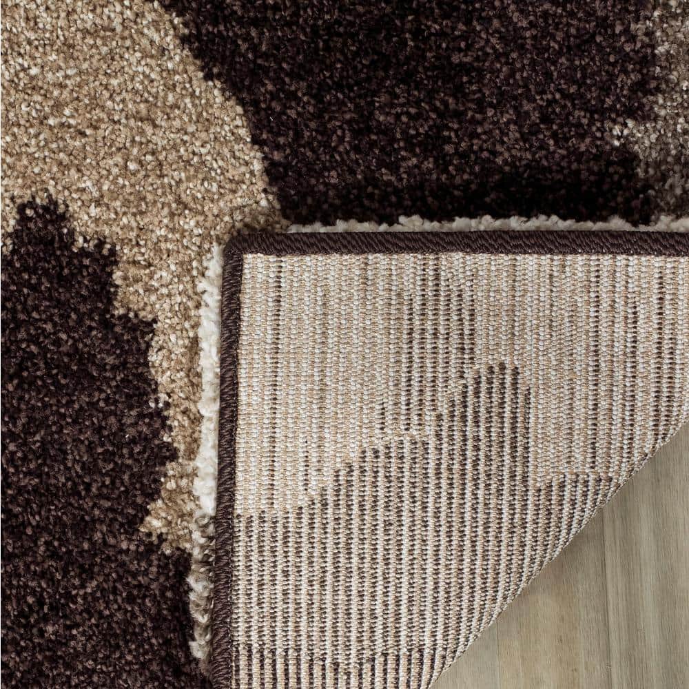 Gray and Beige Camouflage Shag 8' x 10' Area Rug